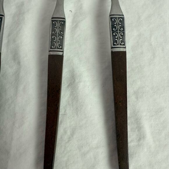 Ekco Eterna La Joya VTG Set 4 Dinner Forks Stainless Steel Faux Wood Flatware - Picture 5 of 8